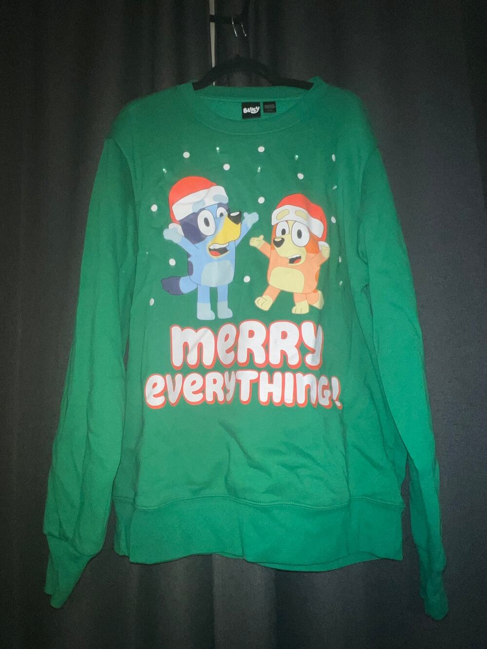 Ugly Christmas Sweater Xmas Sweatshirt Crewneck Size Large Bluey